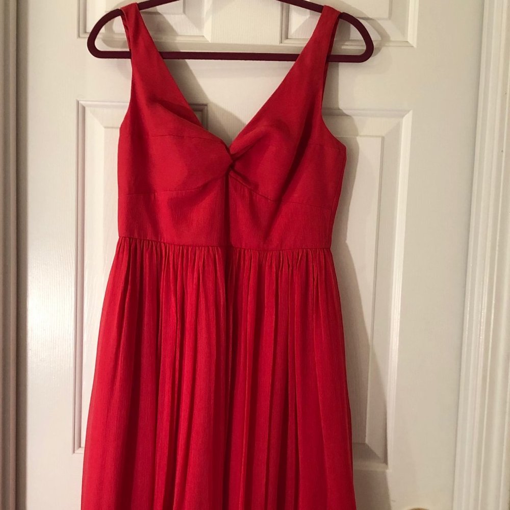 J. Crew Red Sleeveless Fit-and-Flare Dress
